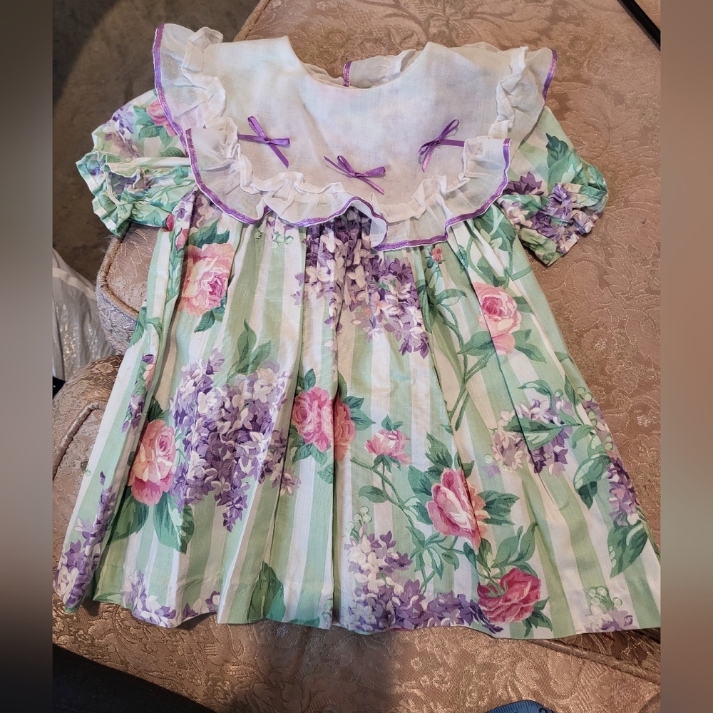 Floral Kids Dress with Ruffle Collar
